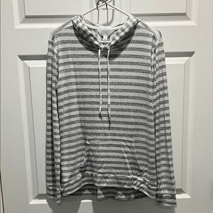 Market & Spruce Charcoal and White Striped Hoodie